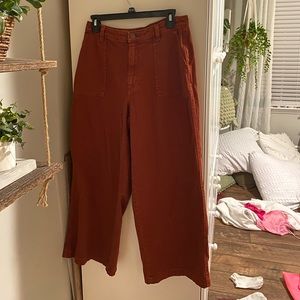 rust colored wide leg pants